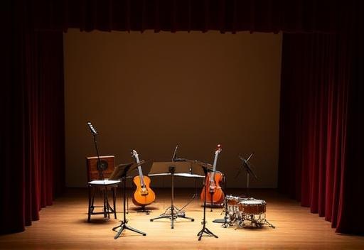 Stage with musical instruments